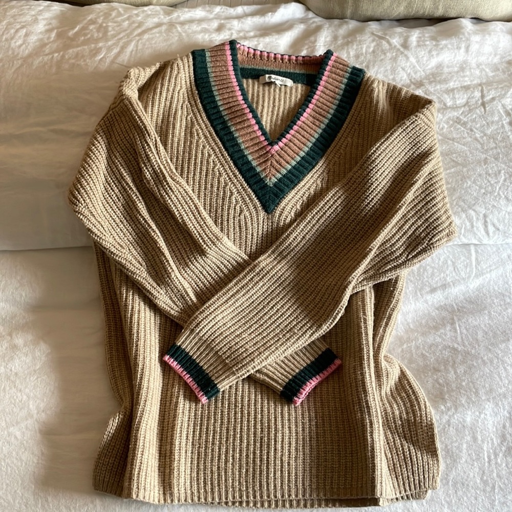 Madewell v-neck varsity sweater